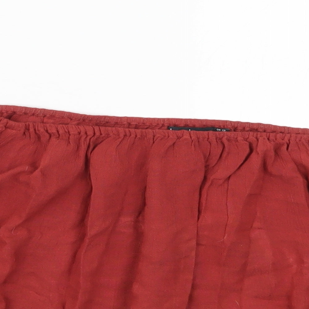 Boohoo Womens Red   Basic Blouse Size 12