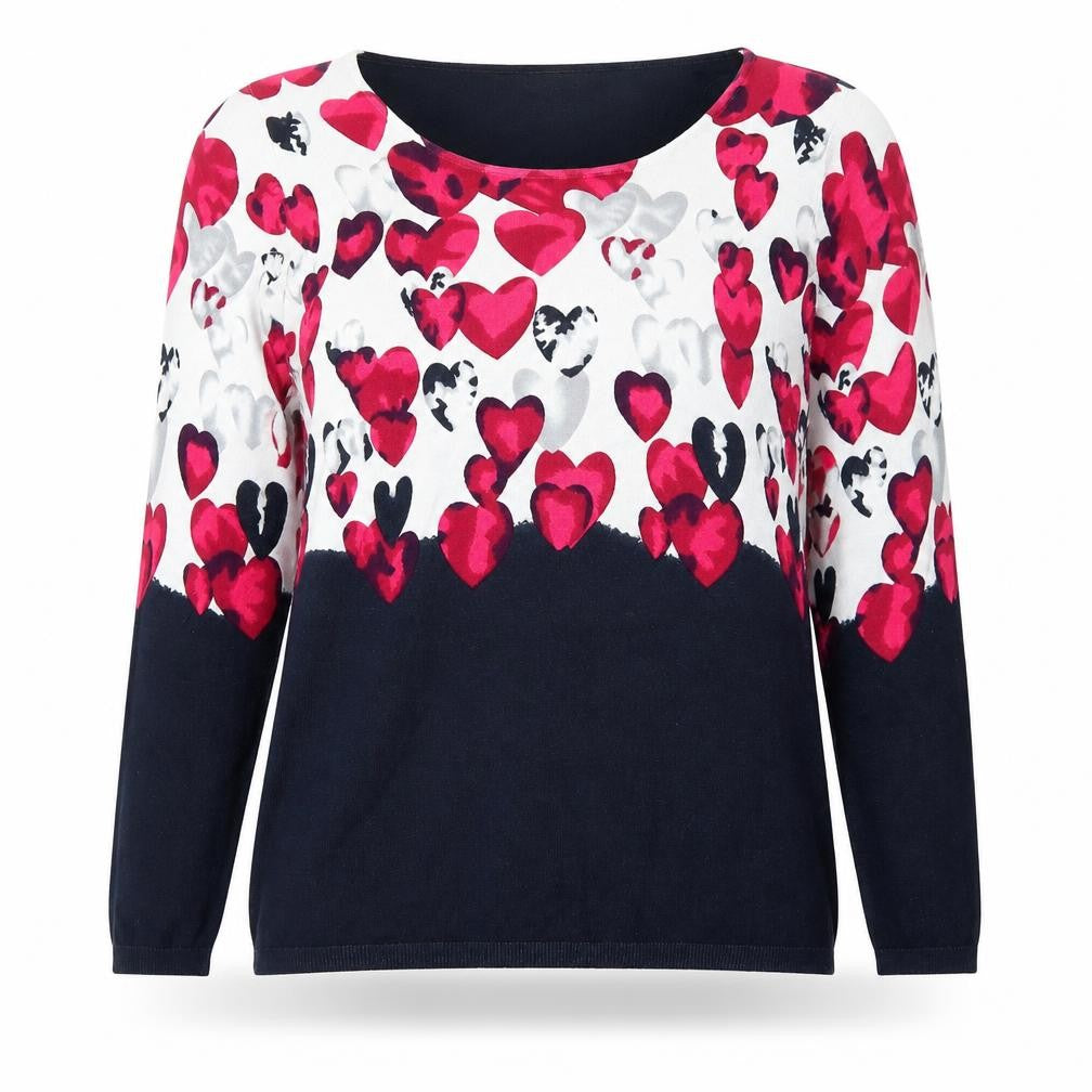 Bonprix Womens Multicoloured Knit Pullover Jumper Size S - Love Hearts