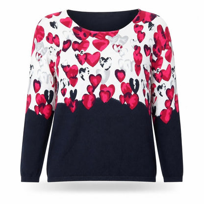 Bonprix Womens Multicoloured Knit Pullover Jumper Size S - Love Hearts