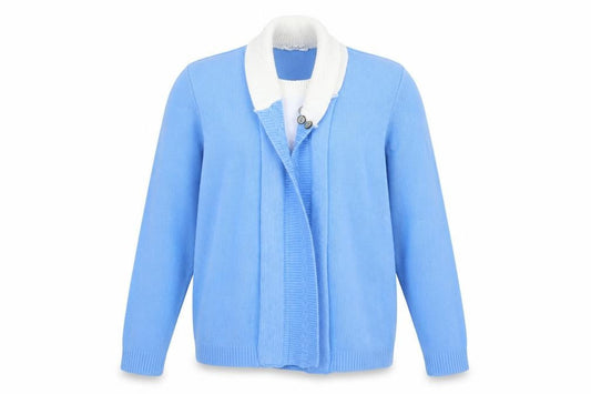 Front view of Vivi women’s blue jumper, size S