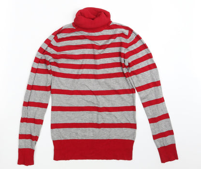 Warehouse Womens Red Striped  Pullover Sweatshirt Size 8