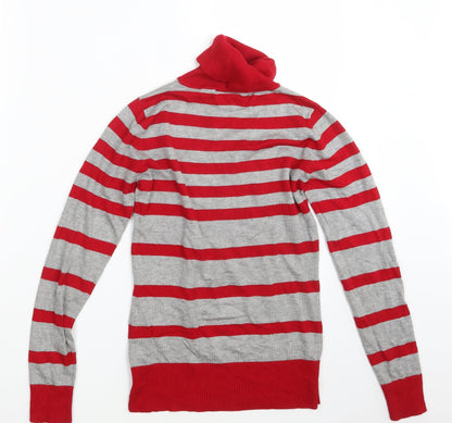 Warehouse Womens Red Striped  Pullover Sweatshirt Size 8