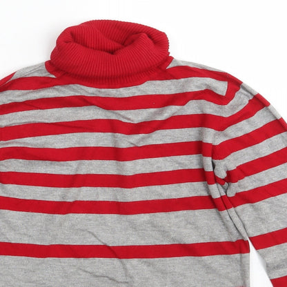 Warehouse Womens Red Striped  Pullover Sweatshirt Size 8