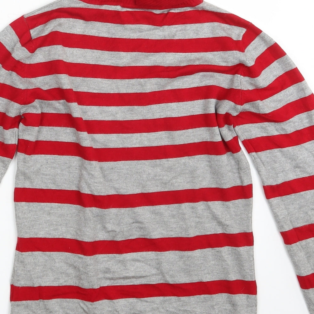 Warehouse Womens Red Striped  Pullover Sweatshirt Size 8