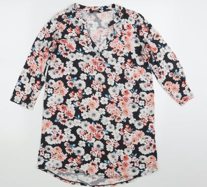 George Womens Black Floral  Basic T-Shirt Size 12