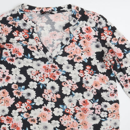 George Womens Black Floral  Basic T-Shirt Size 12