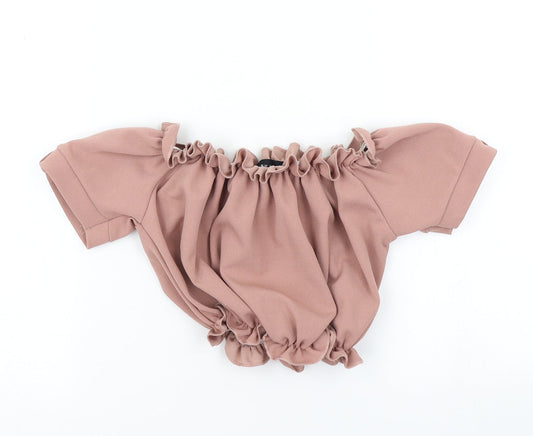 Womens UK Size 6 New Look Pink Cropped T-Shirt