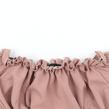 Womens UK Size 6 New Look Pink Cropped T-Shirt