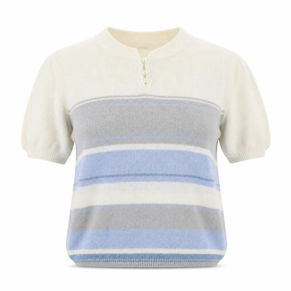Bonmarché Womens White Striped Knit Pullover Jumper Size S