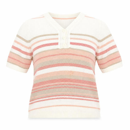 Bonmarché Womens White Striped Knit Pullover Jumper Size S