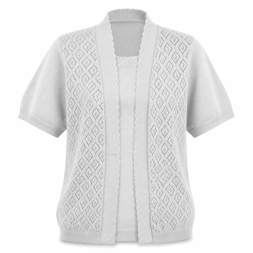 Front view of Pure & Natural women’s grey argyle/diamond knit jumper, size S