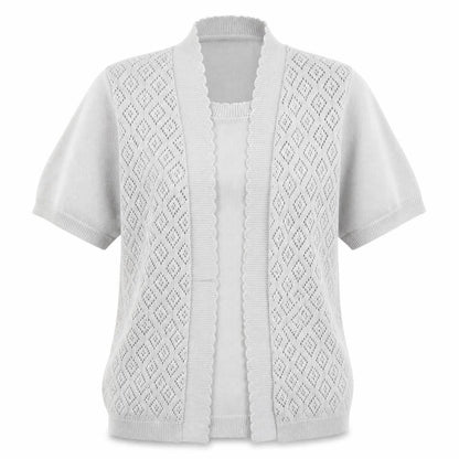 Front view of Pure & Natural women’s grey argyle/diamond knit jumper, size S