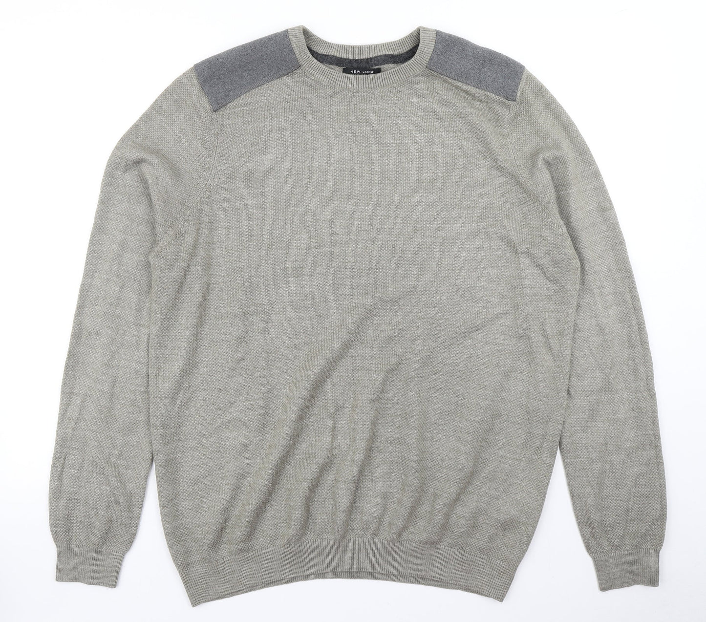 New Look Mens Grey  Knit Pullover Jumper Size XL