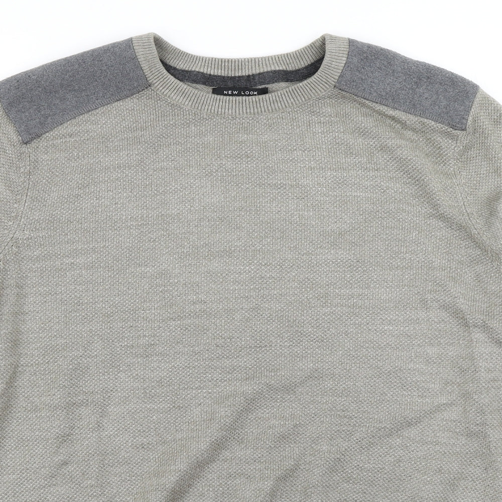New Look Mens Grey  Knit Pullover Jumper Size XL