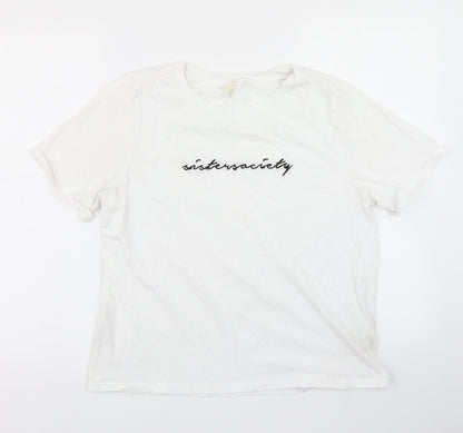Womens UK Size M H&M White Basic T-Shirt