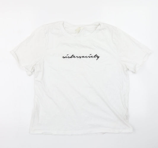 Womens UK Size M H&M White Basic T-Shirt