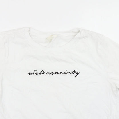 Womens UK Size M H&M White Basic T-Shirt