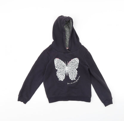 H&M Girls Black   Pullover Hoodie Size 7 Years  - Butterflies
