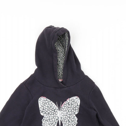 H&M Girls Black   Pullover Hoodie Size 7 Years  - Butterflies