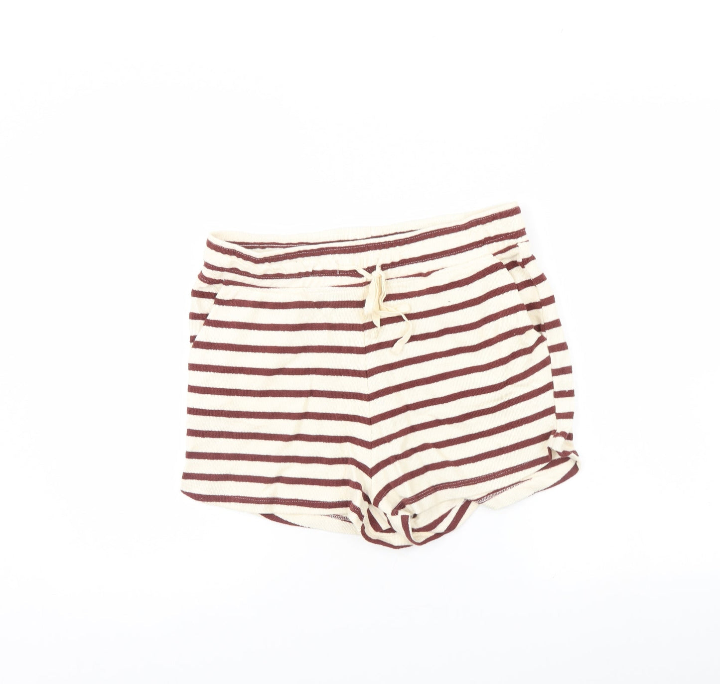 Primark Womens Beige Striped  Sweat Shorts Size 10