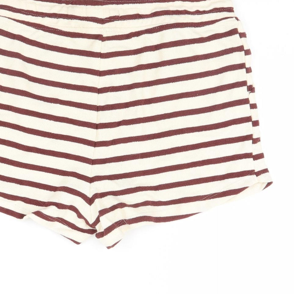 Primark Womens Beige Striped  Sweat Shorts Size 10