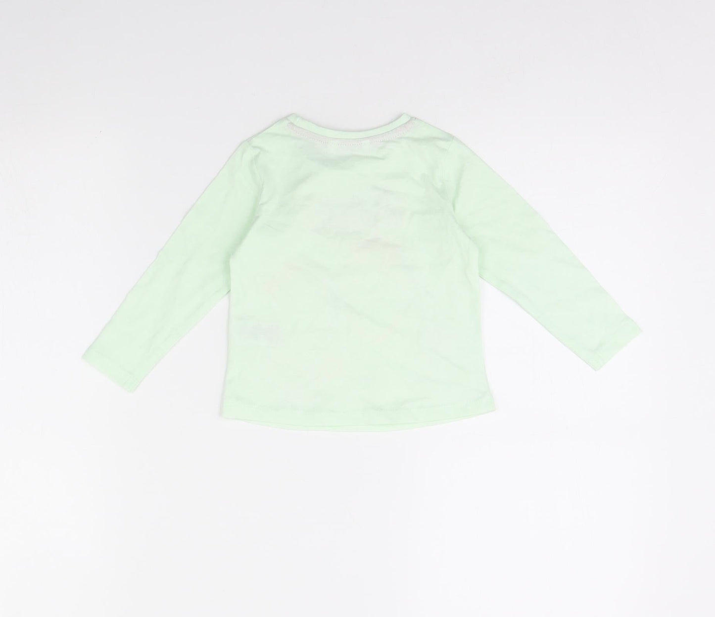 Pep & co Girls Green   Basic T-Shirt Size 9-12 Months  - Cat and Dog