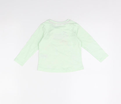 Pep & co Girls Green   Basic T-Shirt Size 9-12 Months  - Cat and Dog