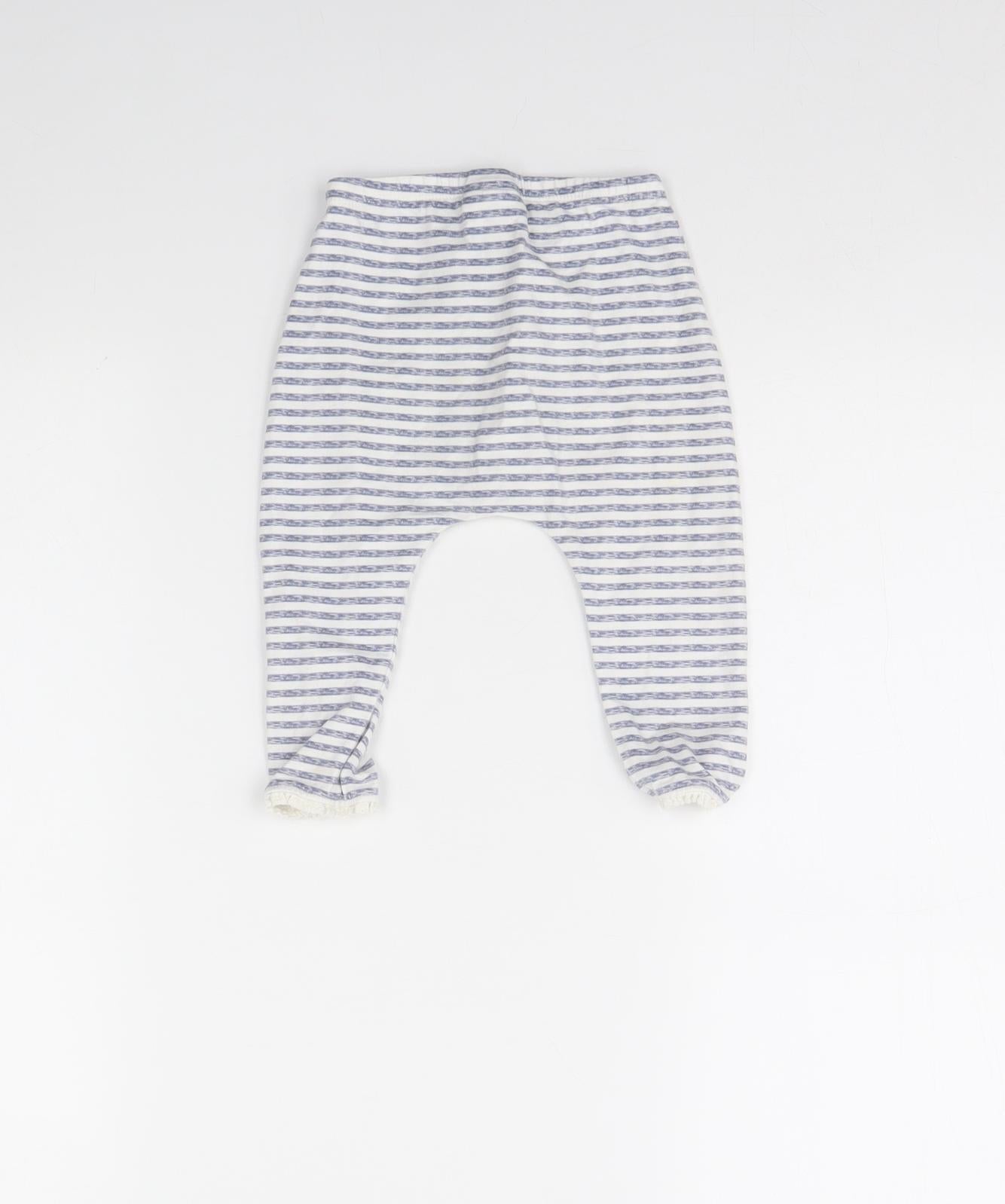 NEXT Girls Blue Striped  Capri Leggings Size 9 Months