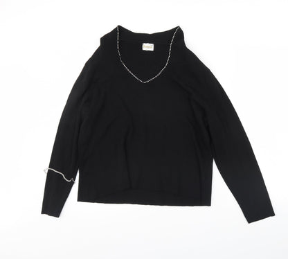 Womens UK Size L Roman Black Basic Blouse