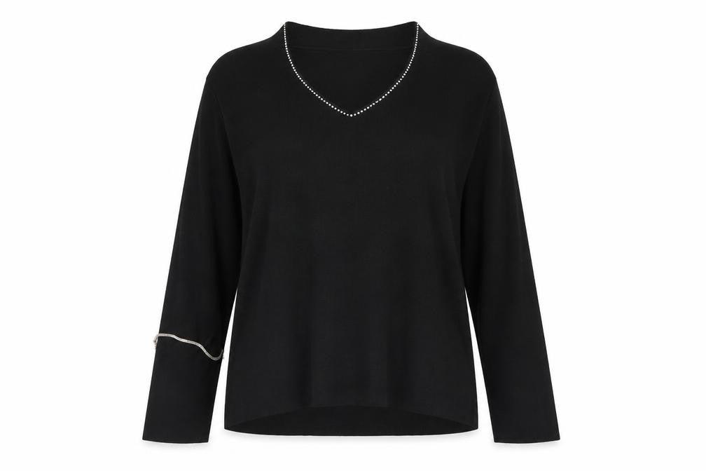Womens UK Size L Roman Black Basic Blouse