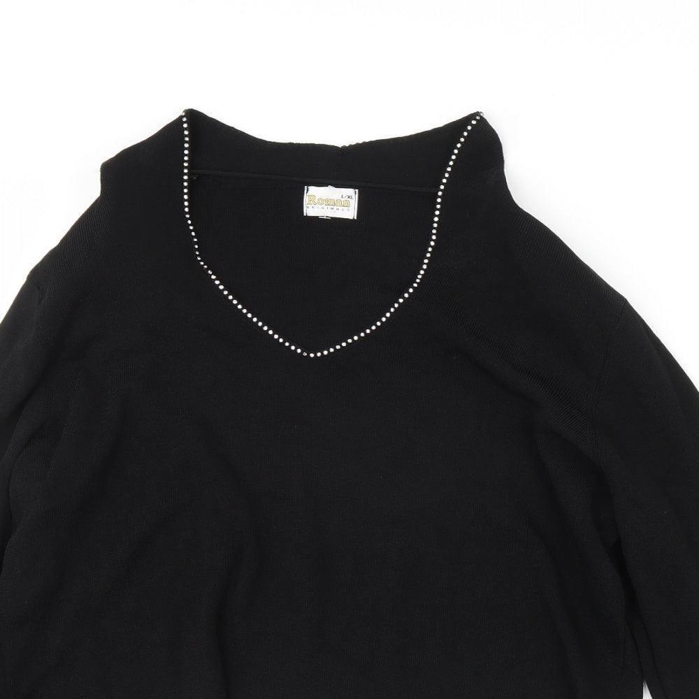 Womens UK Size L Roman Black Basic Blouse