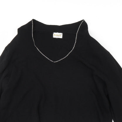 Womens UK Size L Roman Black Basic Blouse