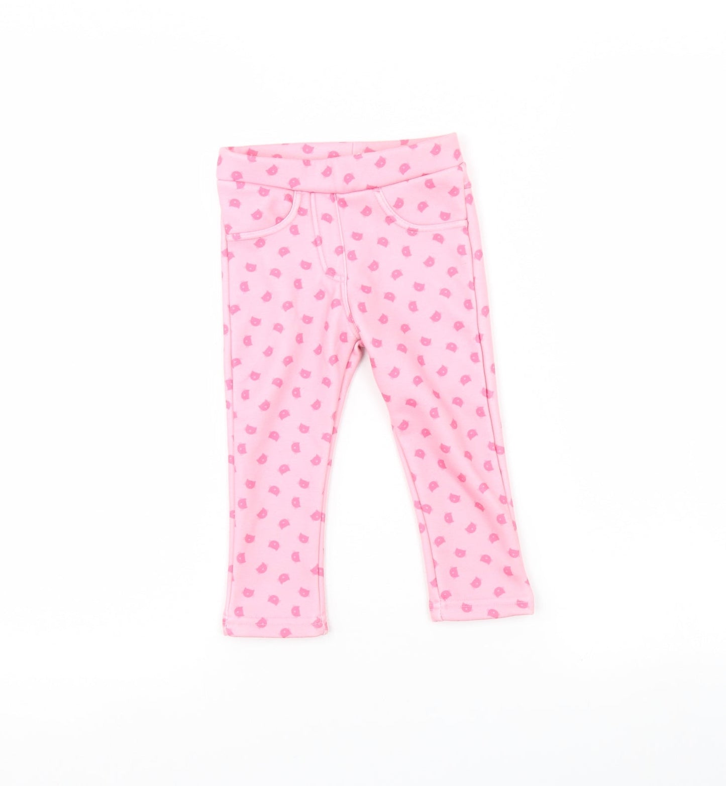 Topomini Girls Pink Animal Print  Capri Trousers Size 12 Months  - cat