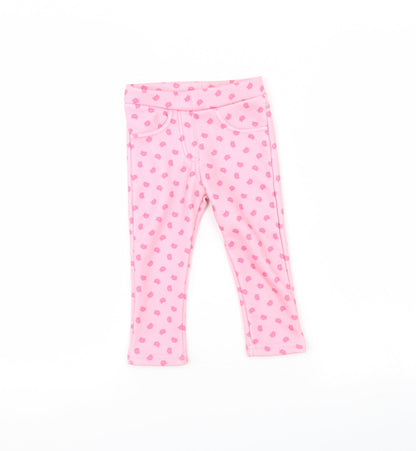 Topomini Girls Pink Animal Print  Capri Trousers Size 12 Months  - cat