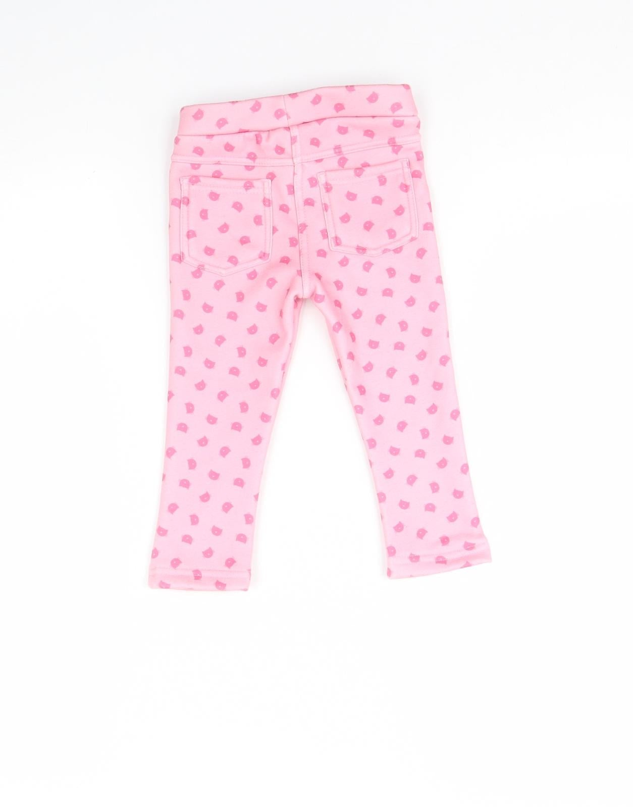 Topomini Girls Pink Animal Print  Capri Trousers Size 12 Months  - cat