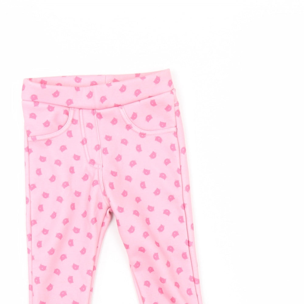 Topomini Girls Pink Animal Print  Capri Trousers Size 12 Months  - cat