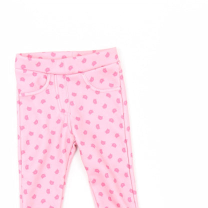 Topomini Girls Pink Animal Print  Capri Trousers Size 12 Months  - cat