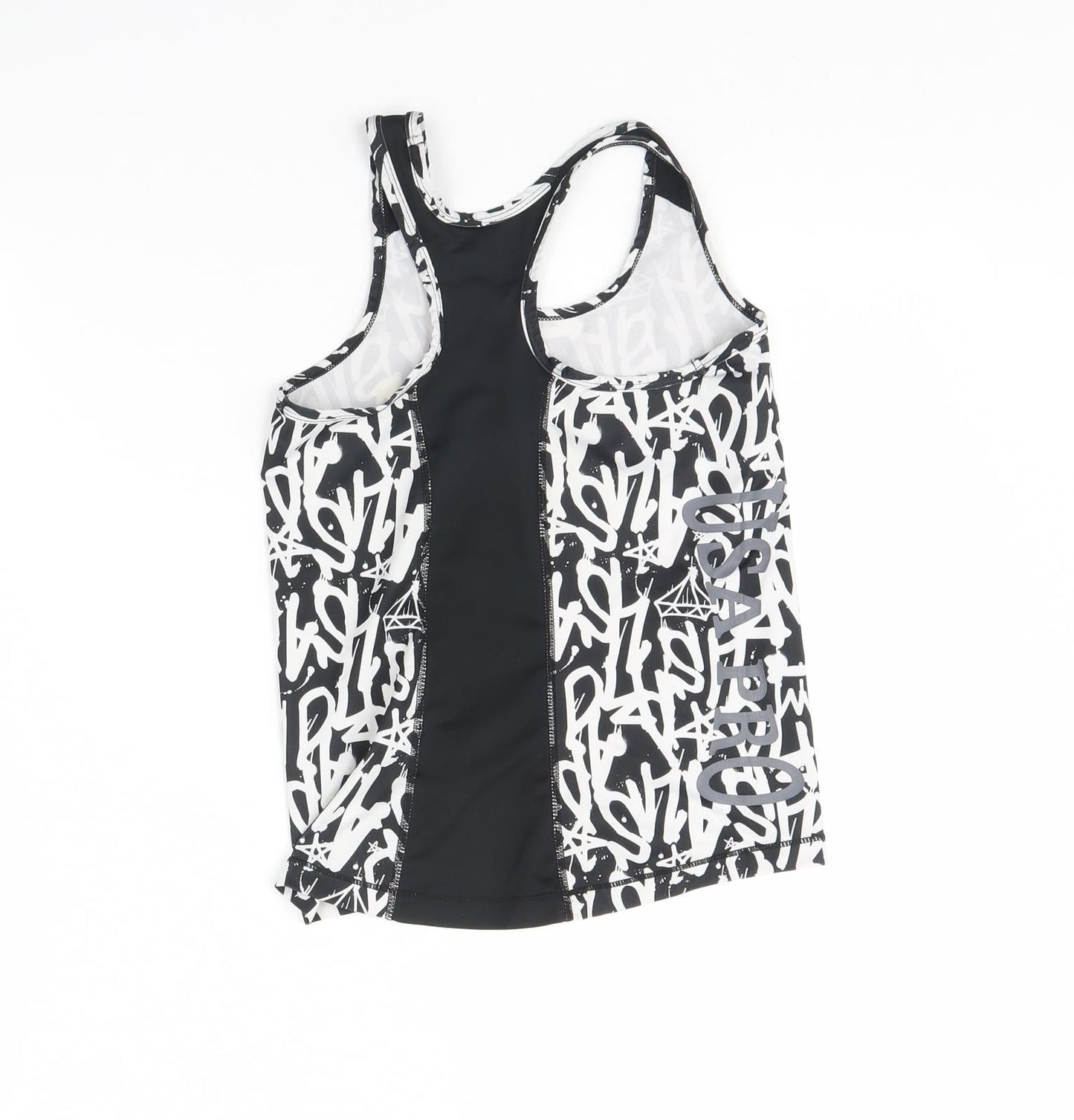 USA Pro Girls Black Geometric  Basic Tank Size 9 Years