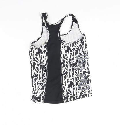 USA Pro Girls Black Geometric  Basic Tank Size 9 Years