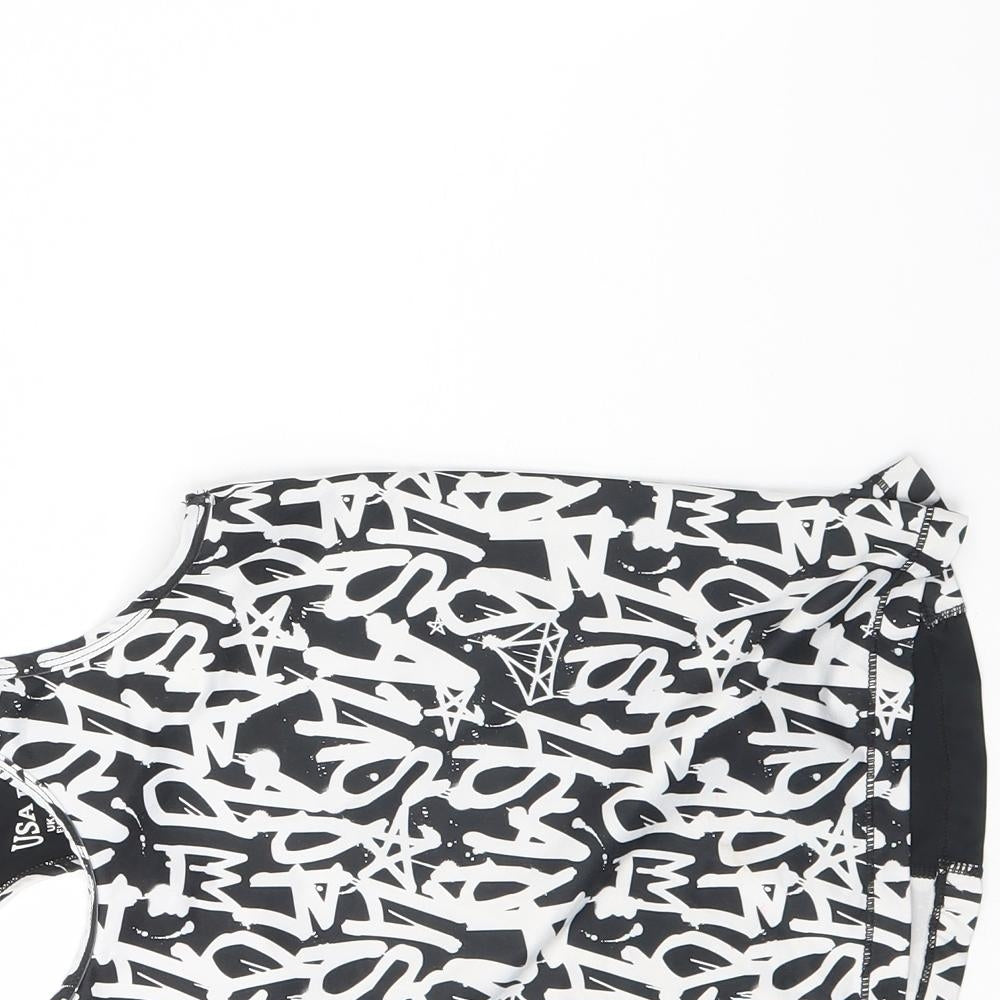 USA Pro Girls Black Geometric  Basic Tank Size 9 Years
