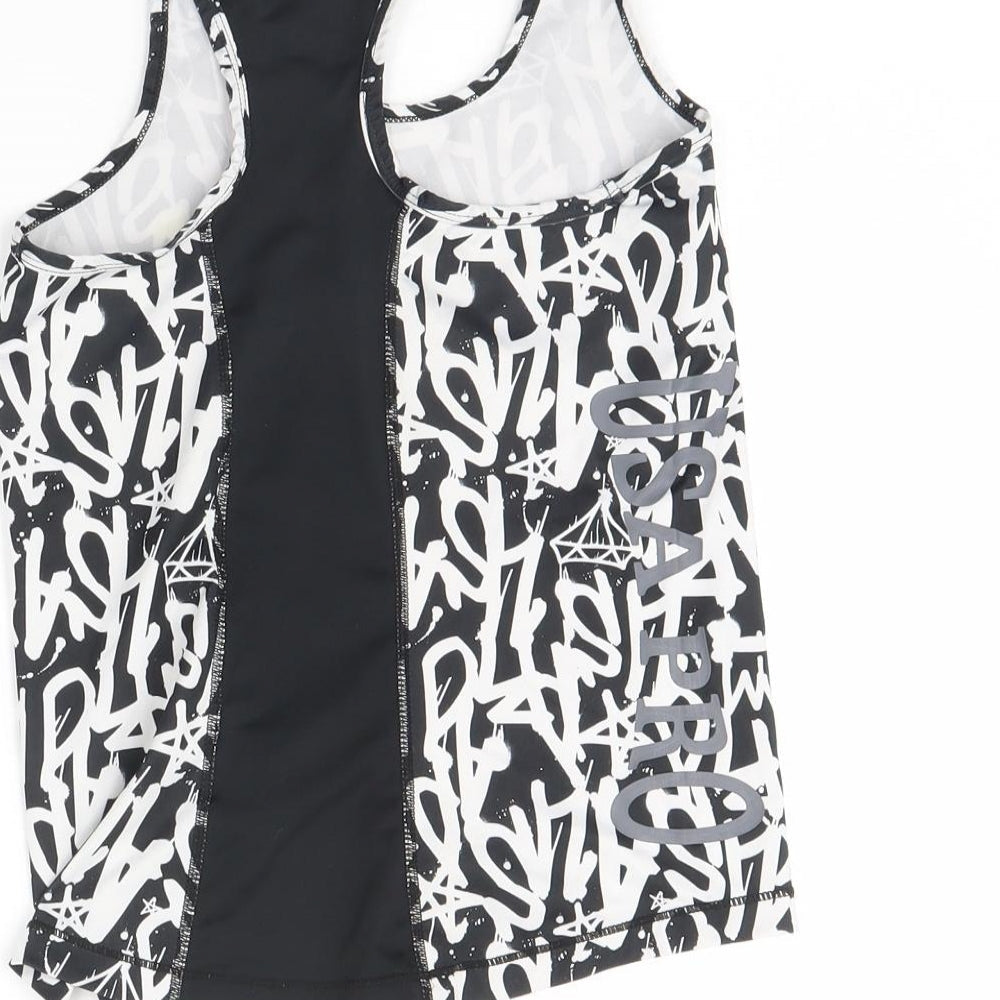 USA Pro Girls Black Geometric  Basic Tank Size 9 Years
