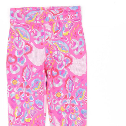Preworn Girls Pink Geometric  Capri Trousers Size 12 Years