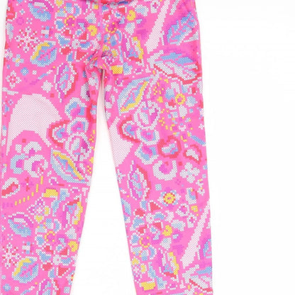 Preworn Girls Pink Geometric  Capri Trousers Size 12 Years