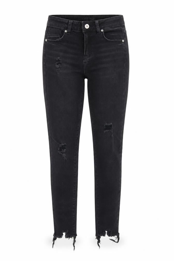 Front view of Denim & Co. women’s blue denim skinny jeans, size UK 8, 28-inch leg