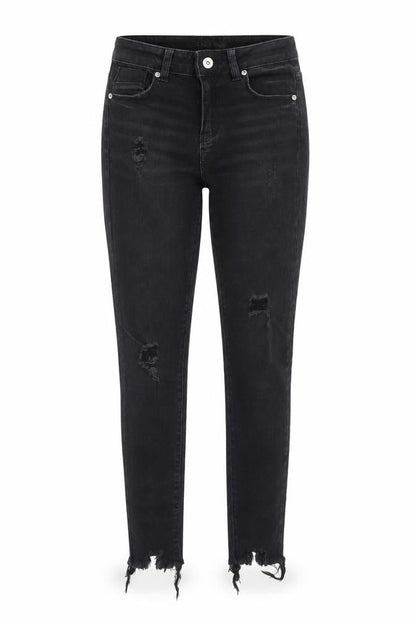 Front view of Denim & Co. women’s blue denim skinny jeans, size UK 8, 28-inch leg