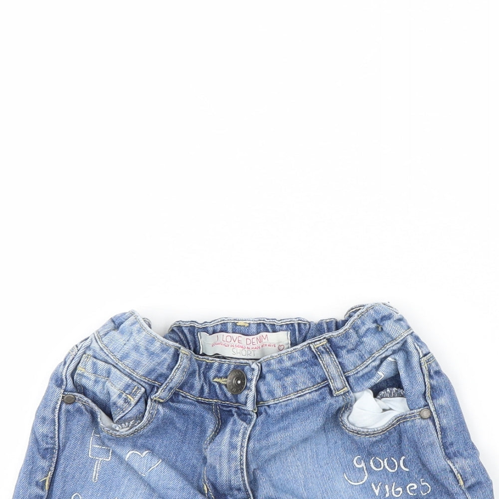 Preworn Girls Blue  Denim Cut-Off Shorts Size 7 Years