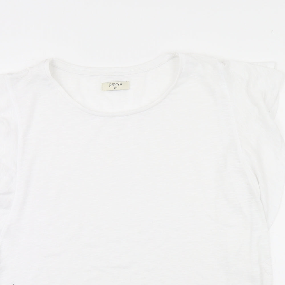 Papaya Womens White   Basic T-Shirt Size 20