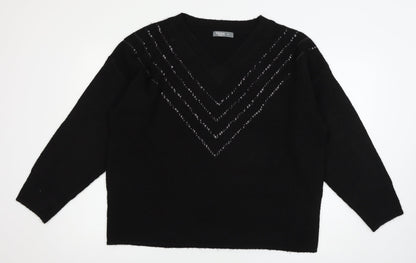 Nutmeg Womens Black  Knit Pullover Jumper Size 18