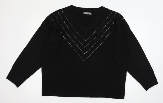 Nutmeg Womens Black  Knit Pullover Jumper Size 18