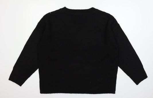 Nutmeg Womens Black  Knit Pullover Jumper Size 18
